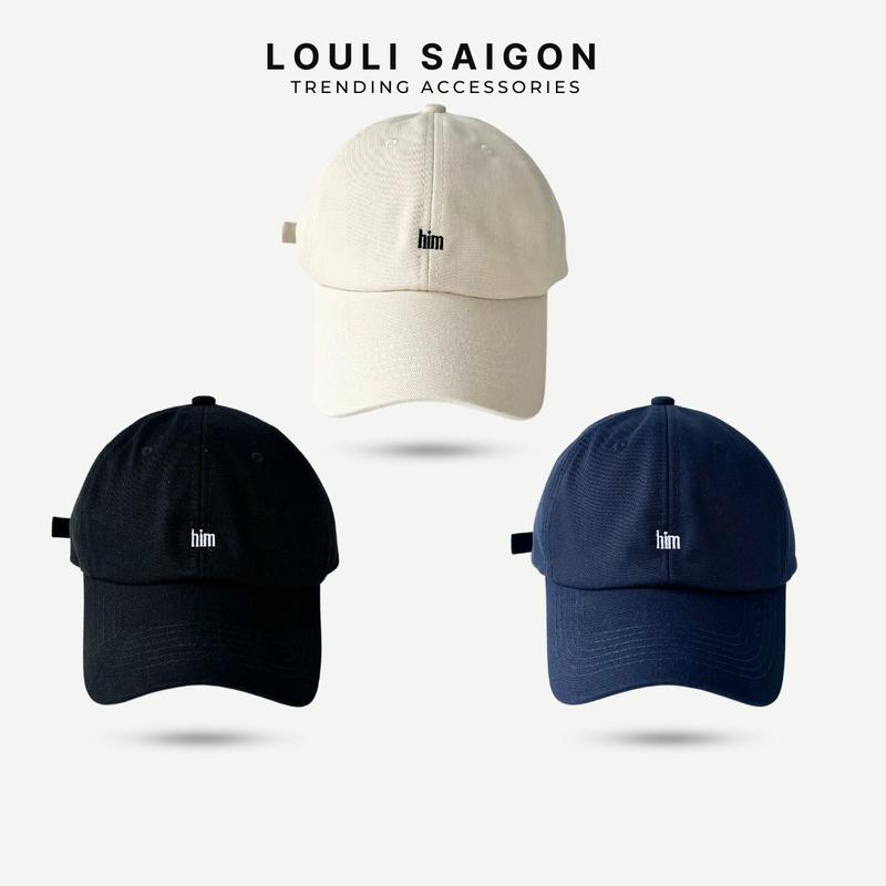 Mũ lưỡi trai nam nữ LOULI SAIGON thêu chữ HIM form mềm, nón lưỡi trai thời trang Hàn Quốc M71