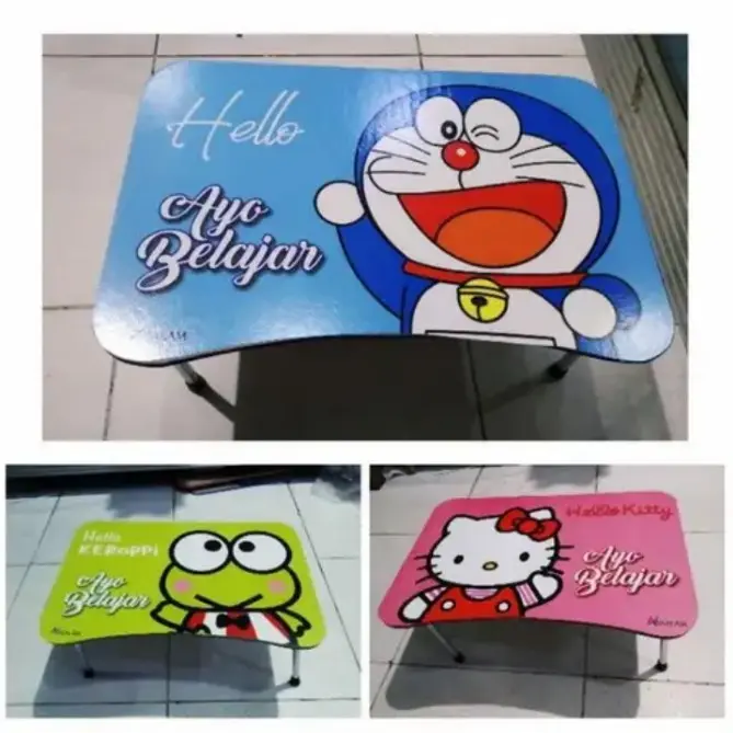 Meja Belajar Lipat Portabel / Meja Belajar Anak Karakter Kartun Ayo Belajar / Millenia's Project Homeware Kayu