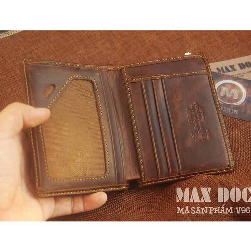 Ví Da BÒ Nam Cao Cấp Lót Da Bò Nguyên Miếng- V96 Wallet Hình Chữ Nhật Nhiều Ngăn 4