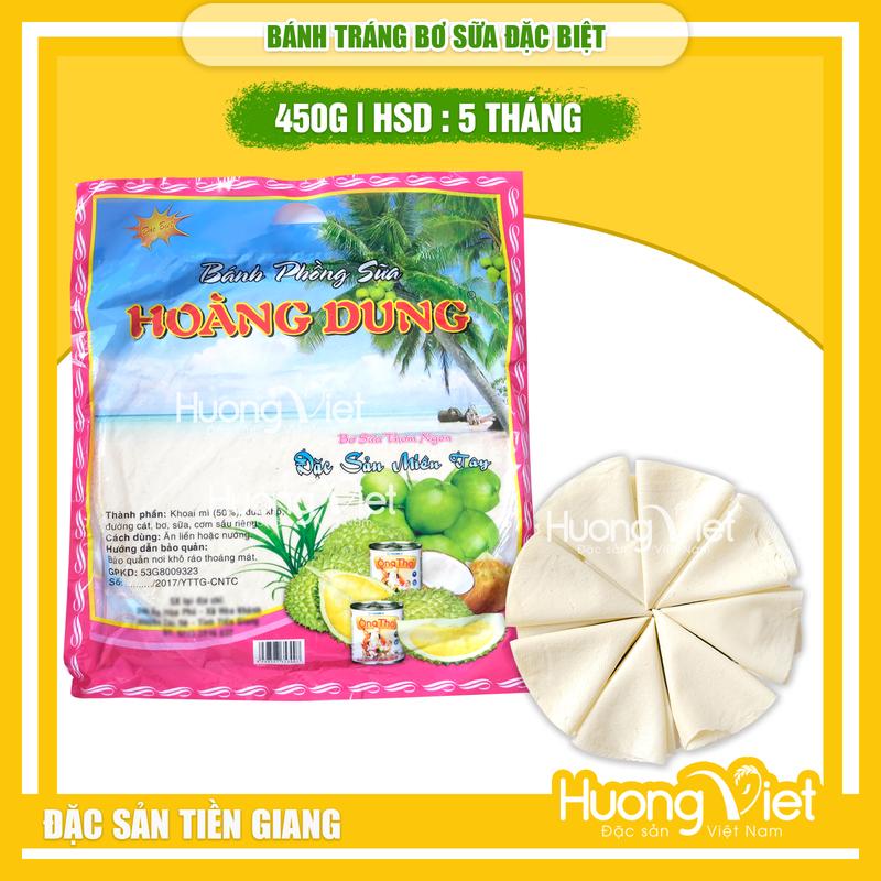 Bánh tráng bơ sữa đặc biệt Hoàng Dung 450g bánh phồng bơ sữa miền tây túi 10 bánh ăn liền