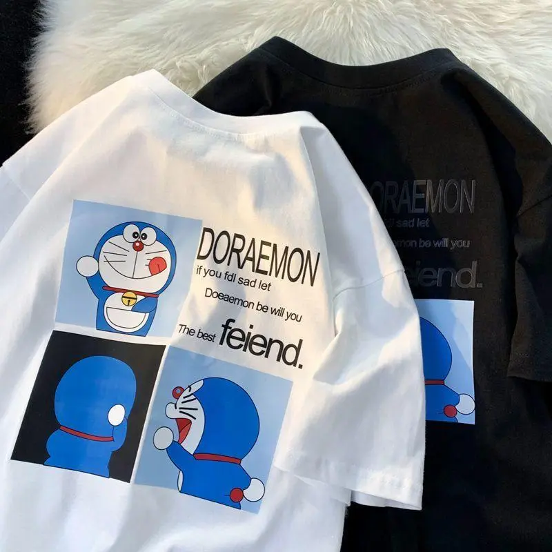 Japanese Affordable Comfortable Cartoon Cat T-shirt Short Sleeve Men's and Women's Loose Top Versatile Casual Plus Size T-shirt Trend