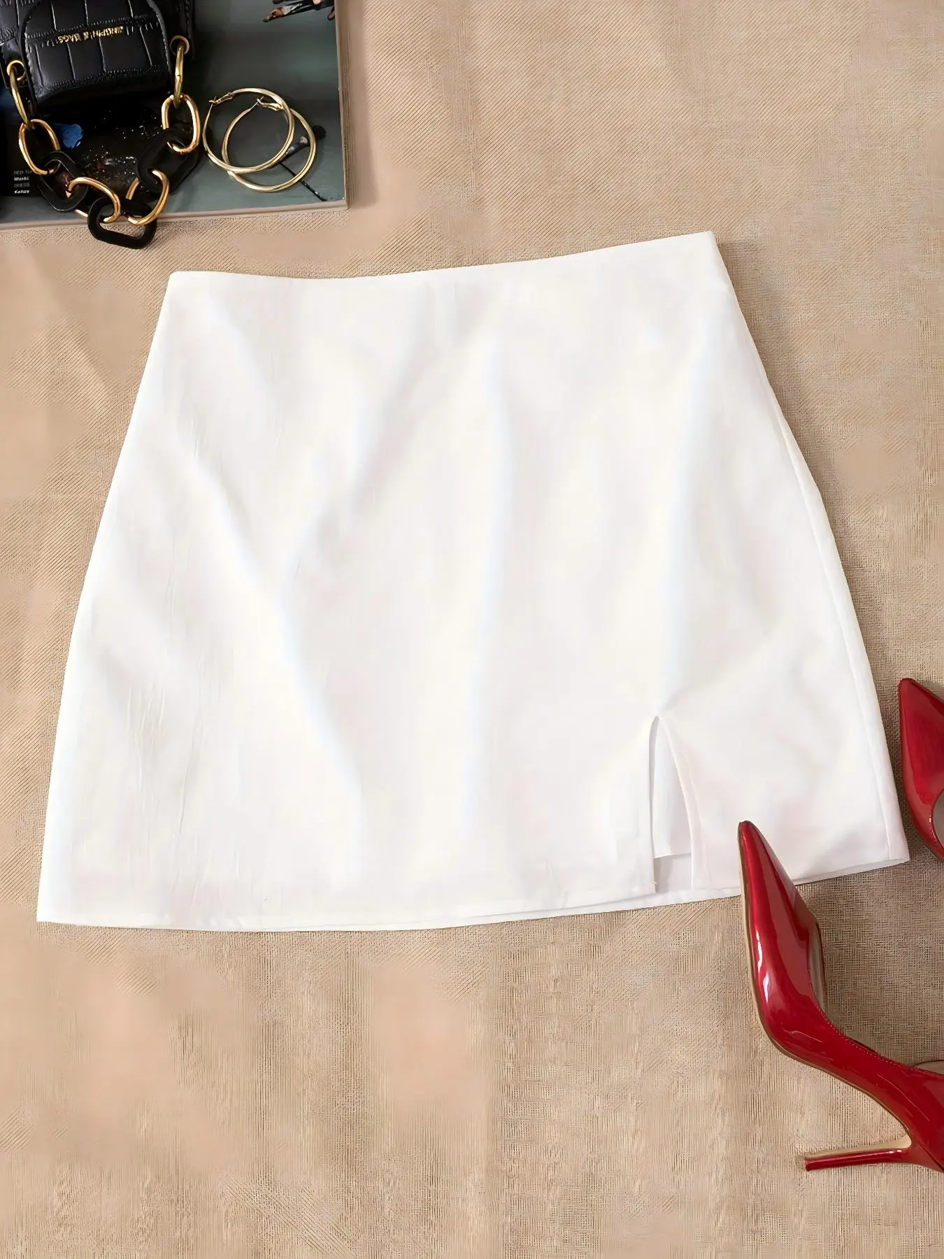 Women's Solid Color Split Hem Skirt, Casual Fashion Short Skirt for Daily Outdoor Wear, Ladies Bottoms for Summer