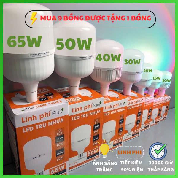  Bóng đèn led LINH PHI Siêu Sáng 65w 50w 40w 30w 20w 10w 5w tiết kiệm điện - BULB trụ ánh sáng trắng 