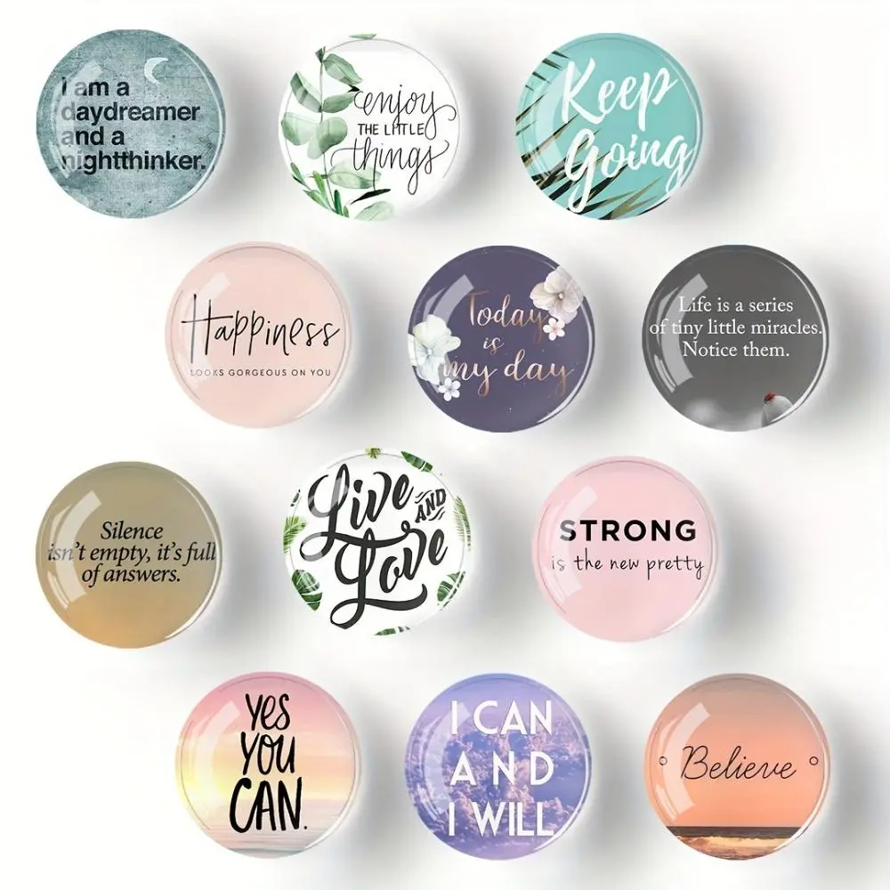 Round Glass Cute Refrigerator Magnet, 12pcs/set Marble Pattern Fridge Magnet, Perfect for Organizing and Decorating Kitchen, Office, and Whiteboard