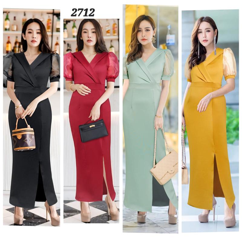 Product Introduction of Joanne Fashion - Dress Panjang Wanita Mewah Casual Formal Kekinian Korean Style Bahan Scuba Lembut Premium Terbaru (2712) 11