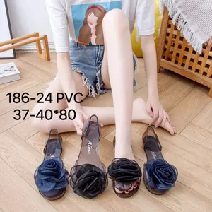 Sepatu Bening Pita 186 Jelly Flat Karet Wanita