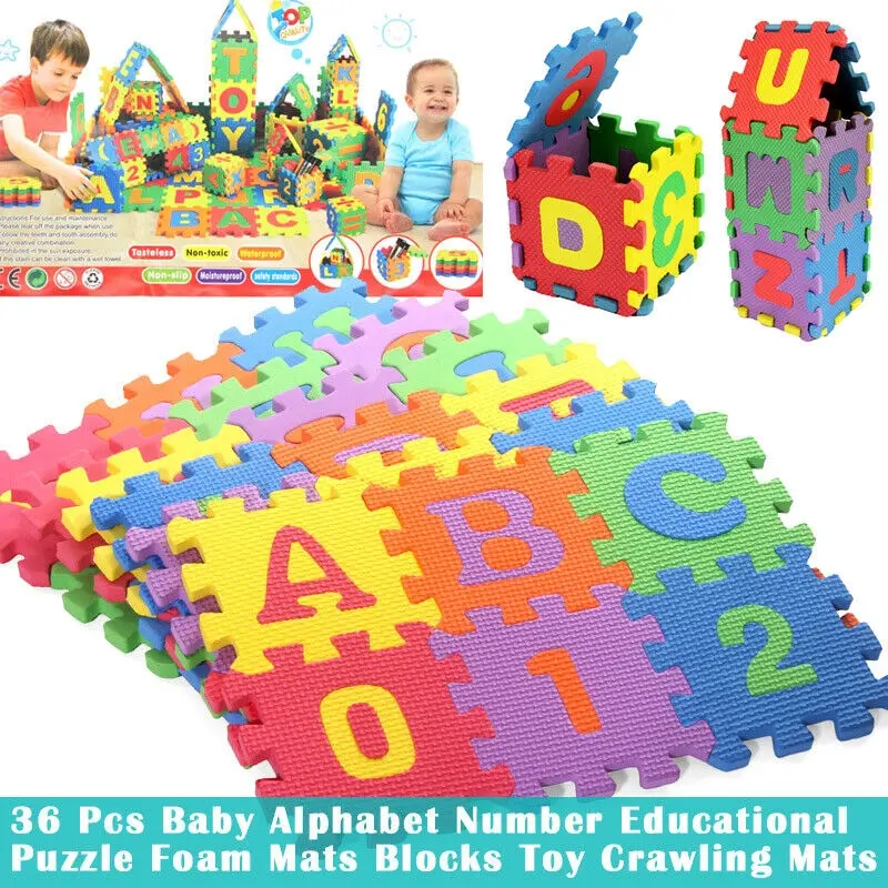 Thảm Chơi EVA Với Số Bảng Chữ Cái, 36 Miếng, Thảm Tập Bò Cho Bé, Phòng Trẻ Em, Xếp Hình Xốp ABC, Đồ Chơi Học Tập Sớm 0