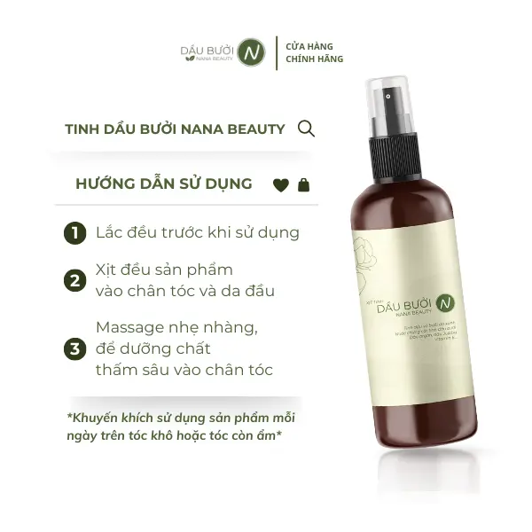 X5NBT120 - Combo 5 Chai Xịt Tinh Dầu Vỏ Bưởi Da Xanh Nana Beauty 120ml hỗ trợ giảm rụng, hỗ trợ mọc tóc, nhanh dài Chăm Sóc Tóc 1