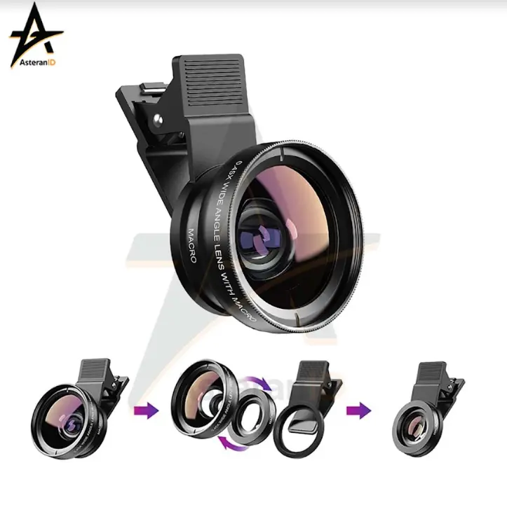 Lensa Kamera HP Smartphone 2 in 1 Macro 12.5X Wide 0.45X 2