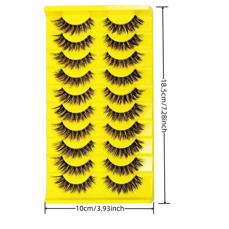 Fluffy Wispy Cat Eye Style Fake Lashes, 10 Pairs Natural Curling Eye Makeup Strip Lashes, Full Volume Eyelash for Lashes Extensions, Cosmetic Gift 2