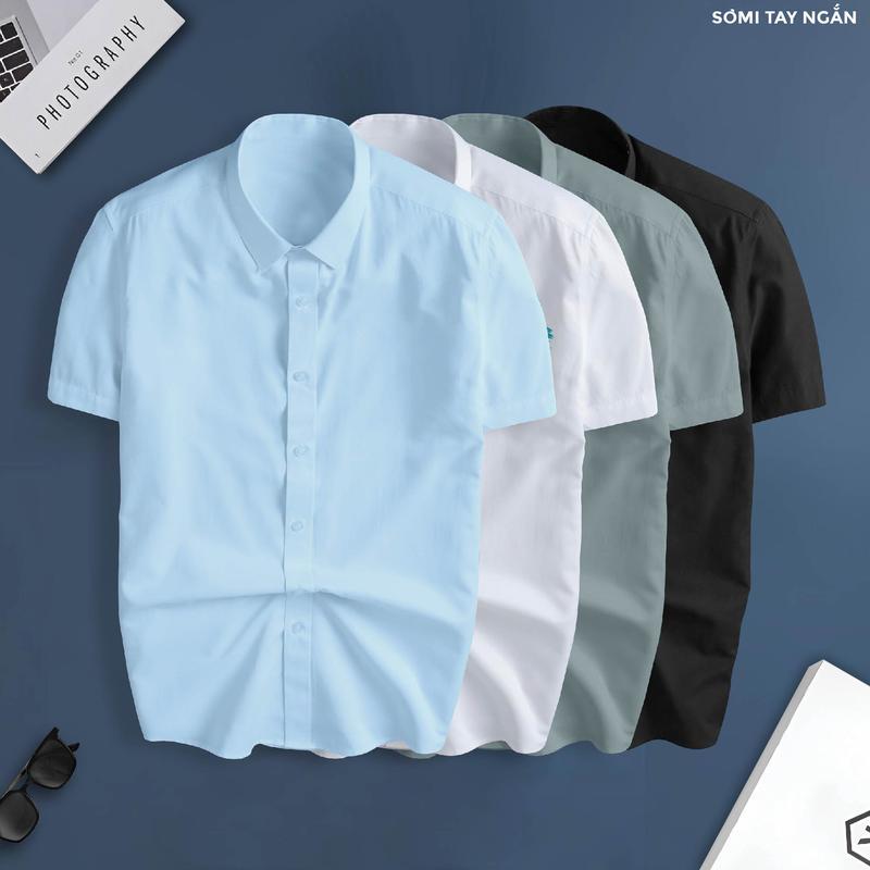 Áo Sơ Mi Tay Ngắn VẢI DÀY Cao cấp, chuẩn form, phong cách thanh lịch Menswear Nam Shirt Kate Jean Có Cổ