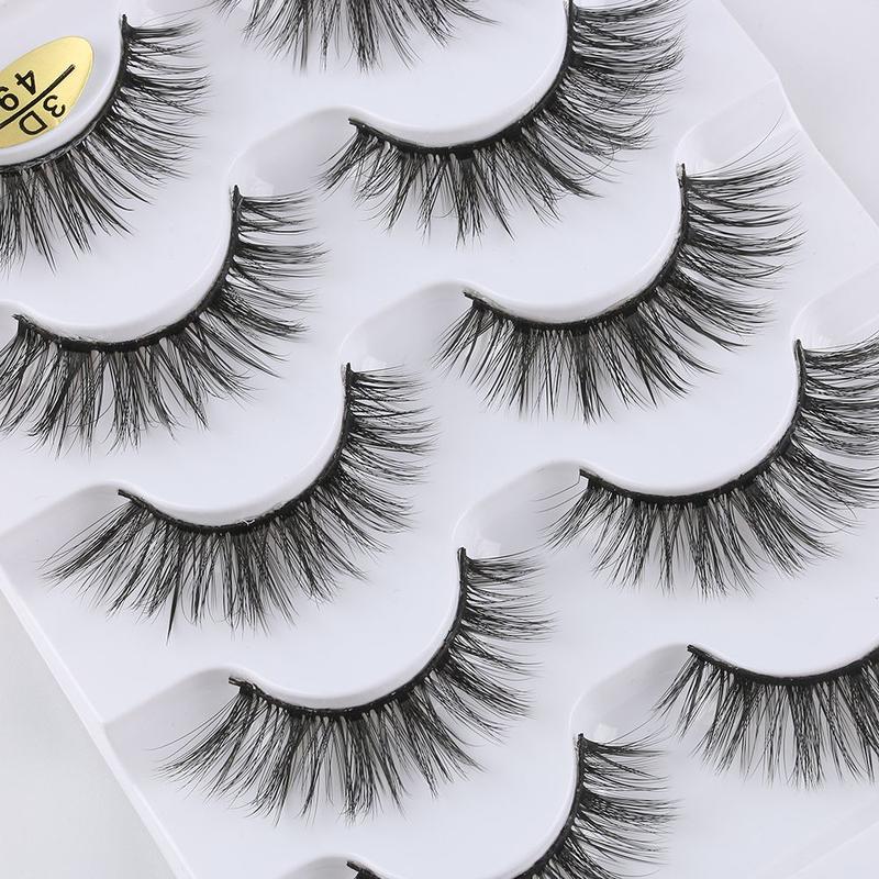 Dụng Cụ Trang Điểm Mắt, SKONHED, 5 Cặp, Lông Mi Mắt Tự Nhiên, Dài Và Mỏng, Ống Loe Và Bồng Bềnh, Nhiều Lớp, Nối Mi Giả, Lông Chồn Giả 3D, Thiết Kế Đan Chéo 4