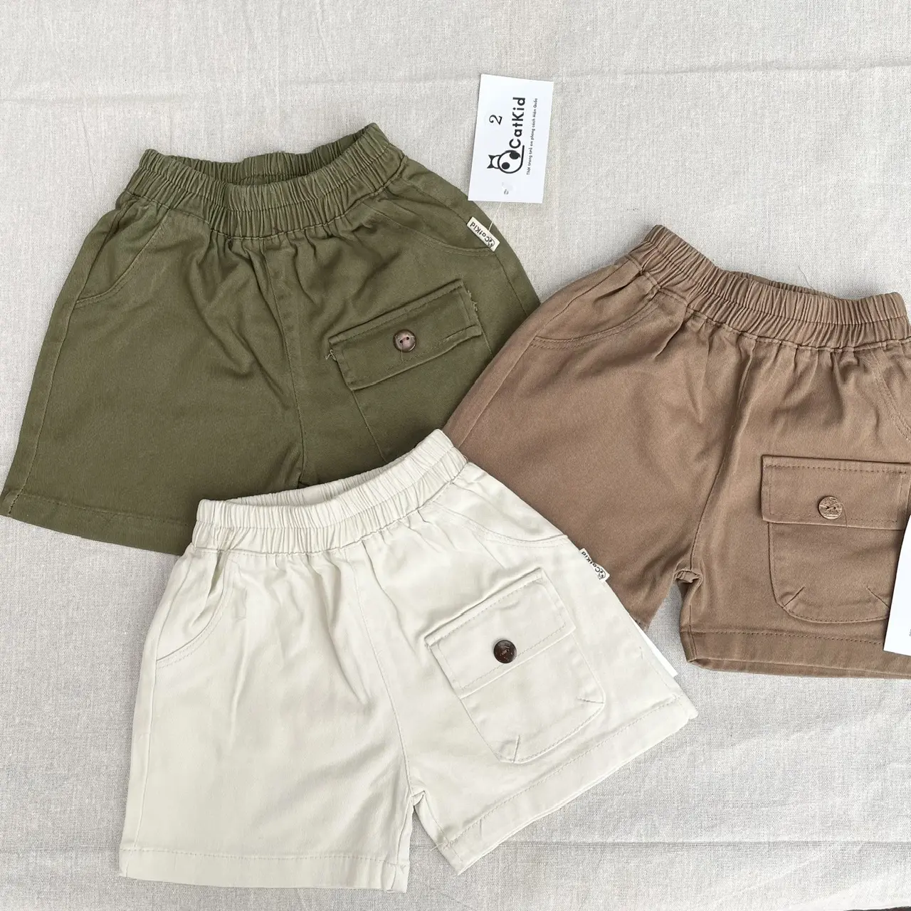 Quần short kaki túi hộp bé trai phong cách Hàn Quốc quần sooc bé trai quần cộc bé trai