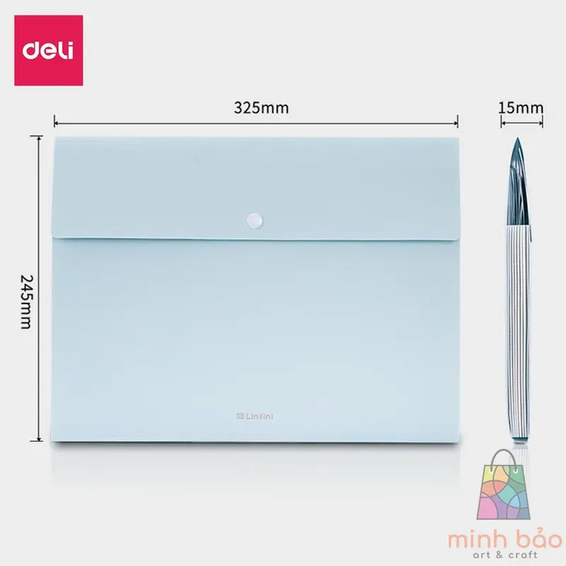 CẶP ĐỰNG TÀI LIỆU A4 DELI - 8 NGĂN PHÂN TRANG - FILE LƯU TRỮ TÀI LIỆU - LINFINI - XANH DƯƠNG / TRẮNG - 72456 6
