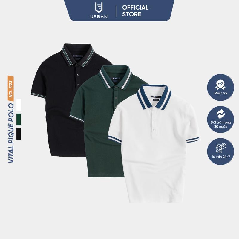 Áo Polo cho nam Urban Top Menswear Shirt, Cộc Tay phối cổ 100% cotton thoáng khí No 1123, cổ dệt kim áonam  đẹp aonam  dep áo  hè  nam  đẹp
