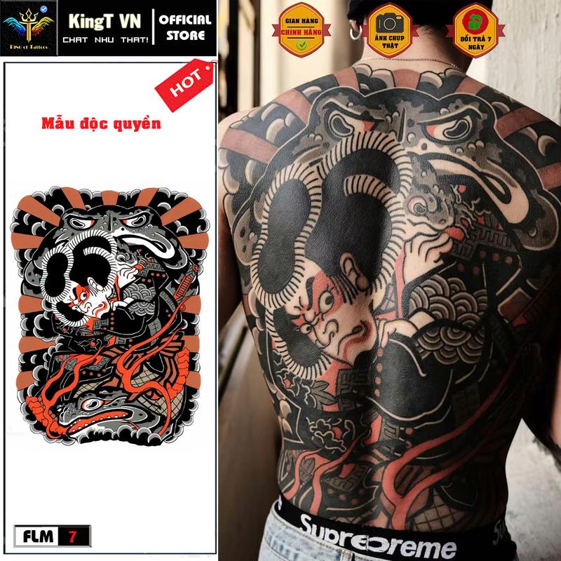 HÀNG LOẠI 1 - XĂM MÀU -【BST FULL LƯNG NHẬT CỔ  - Hình xăm dán tạm thời chống cọ sát - 52X40cm - KHỔ