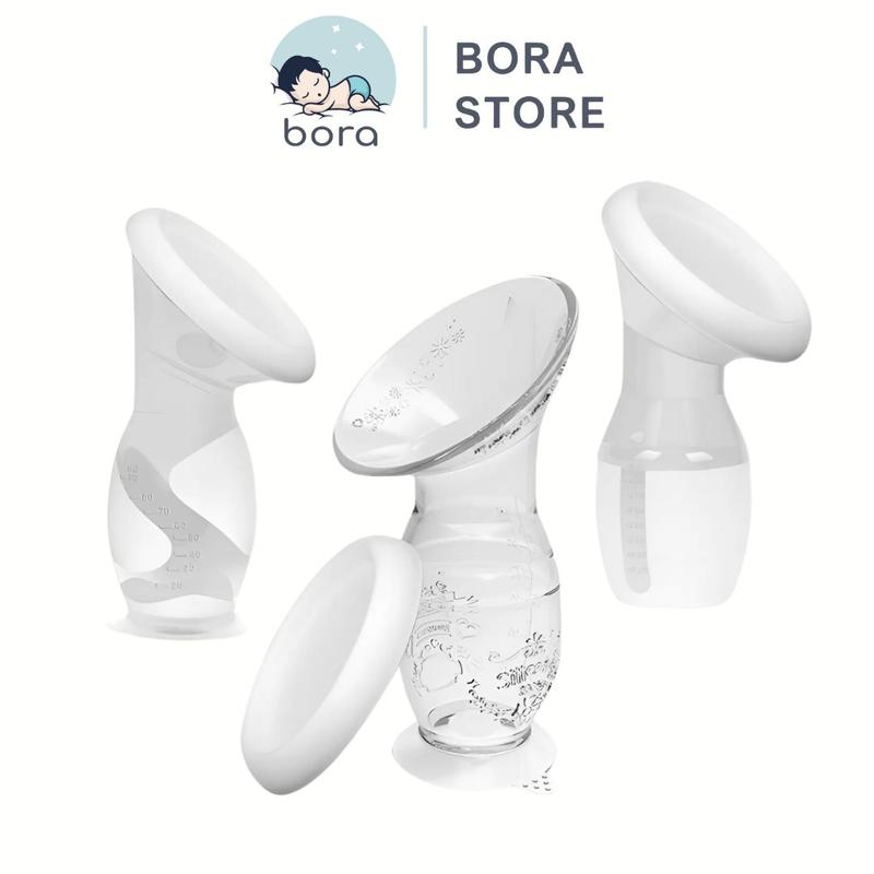 Cốc hứng sữa, hút sữa rảnh tay silicon cao cấp kèm nắp đậy, đế chống đổ CmBear