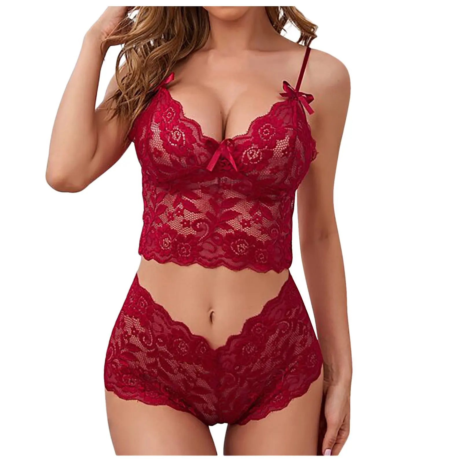 European and American erotic lingerie, sexy lace suspenders, adjustable breast wrap three-point set