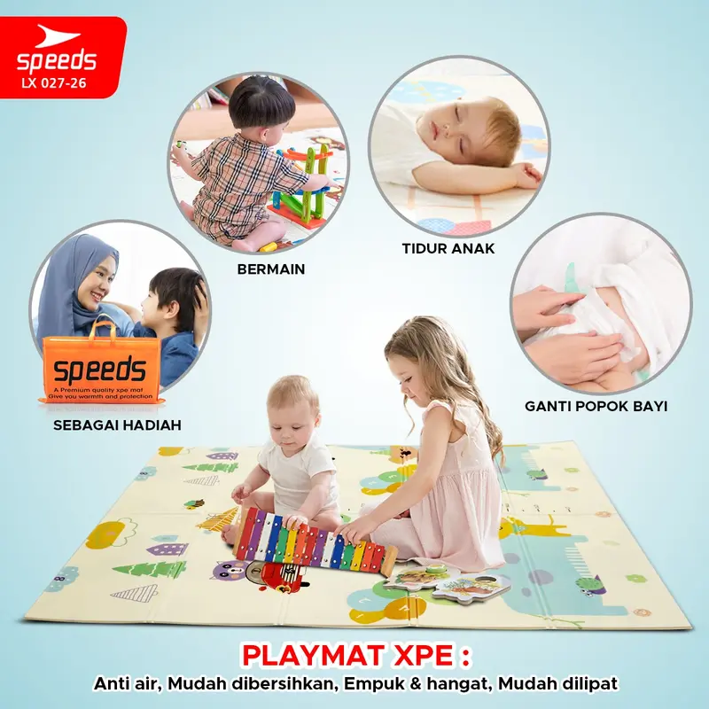 SPEEDS SNI Karpet Lipat Playmat Bayi 115x180cm 9mm Tikar Portable Folding Matras 027-26-A 6
