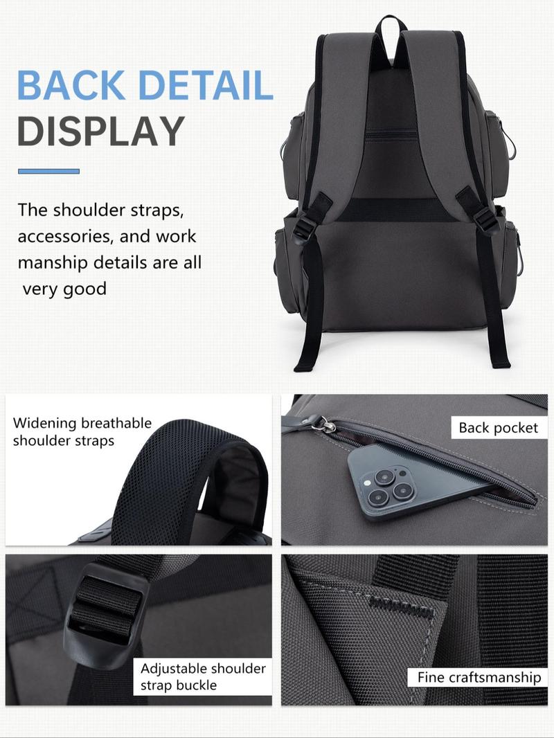 Product Introduction of 2025 New Style Casual Plain Zipper Backpack, Patched Design Outdoor Backpack, Durable Equipment Bag, Casual Sports Backpack for Women & Men 7