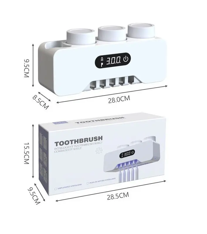 Giá để bàn chải khử khuẩn bằng tia UV kết hợp sấy khô (BH12tháng) tặng bộ nhả kem đánh răng auto SMART_STORE Đựng Bàn Chải 3