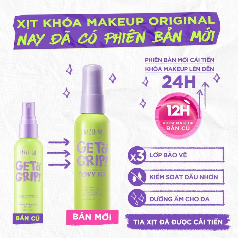 Xịt Khóa Makeup DAZZLE ME Xịt Cố Định Lớp Trang Điểm Lâu Trôi Và Kiểm Soát Dầu Dưỡng Ẩm Trên Da Makeup Setting Spray Dewy Matte 60ml Cosmetic Nữ Women Mỹ Phẩm 5