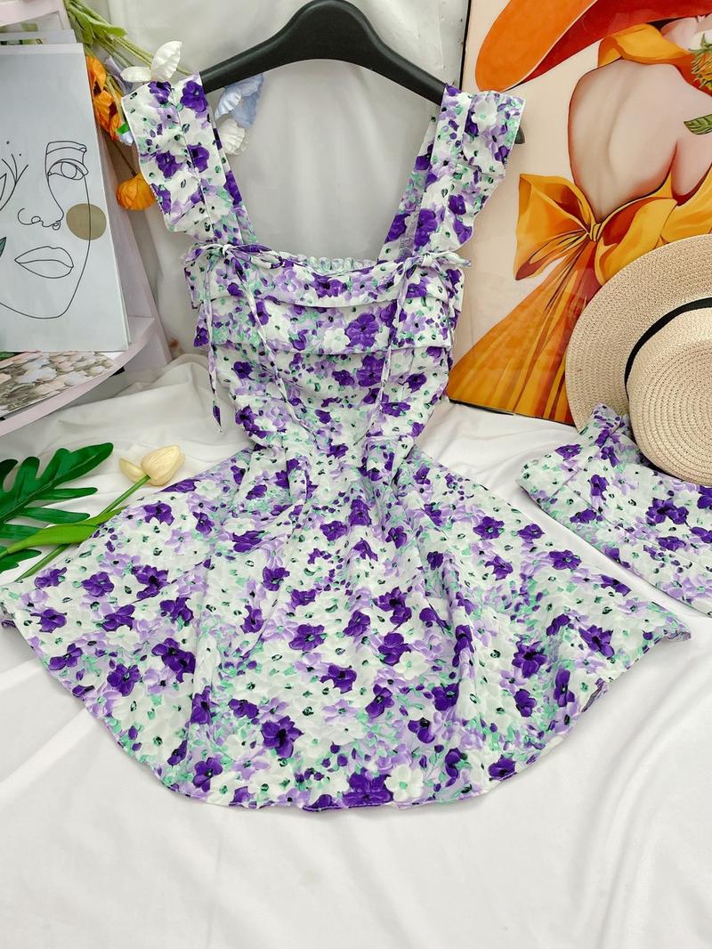 Product Introduction of Set đầm ngắn cánh tiên cột nơ, có mút. Dáng trên gối (kèm quần) 20