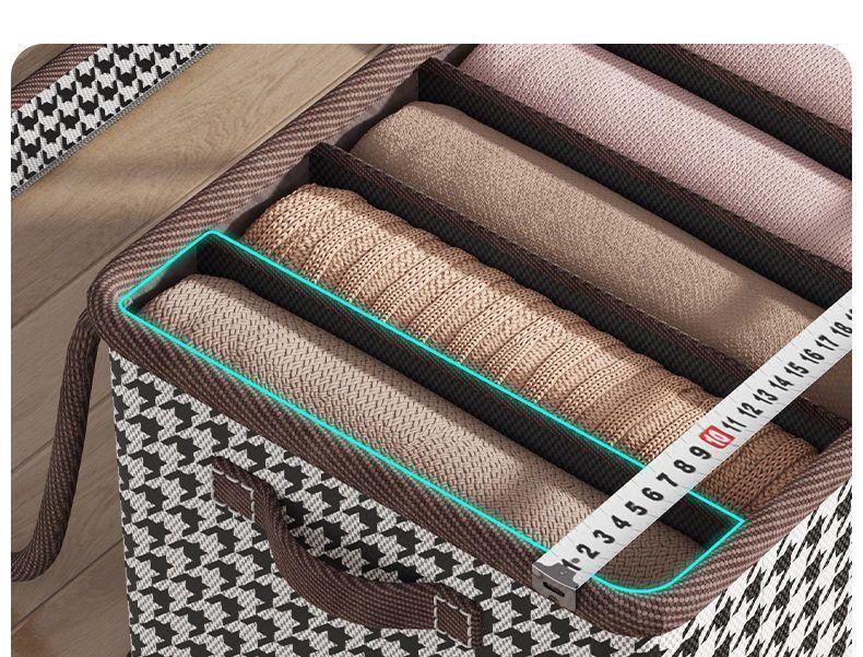 Product Introduction of Houndstooth Covered Storage Box for Clothes and Pants, Dormitory Wardrobe Folding Organizer Storage Bin 11