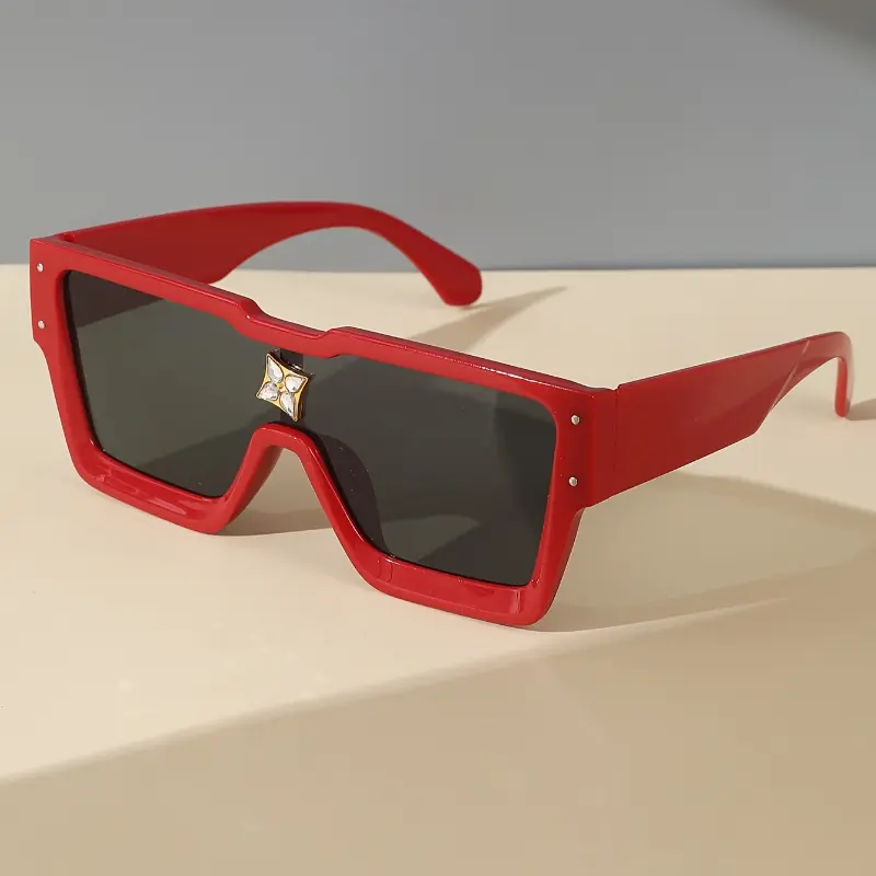 coveted status A Pair of Stylish Retro Rhinestone Decorative Square Glasses, Suitable for Both Men And Women, Perfect for Casual Daily Wear, Outings, And Parties. 6