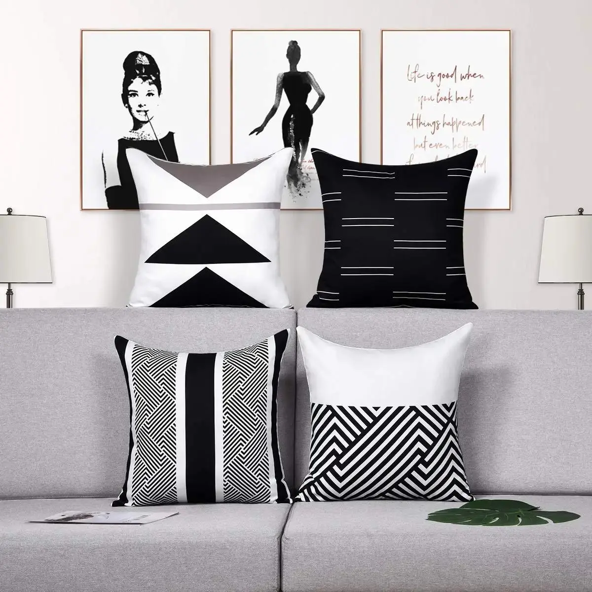 Geometric Pattern Cushion Cover, 4 Counts Square Throw Pillow Cover, Household Decoration Supplies for Home Living Room Bedroom