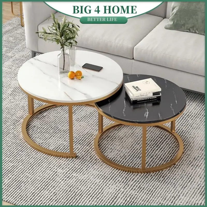 Nordic Coffee Table 2in1 Coffee Table Meja Kopi Ruang Tamu Meja Home Living Furniture Meja Bulat