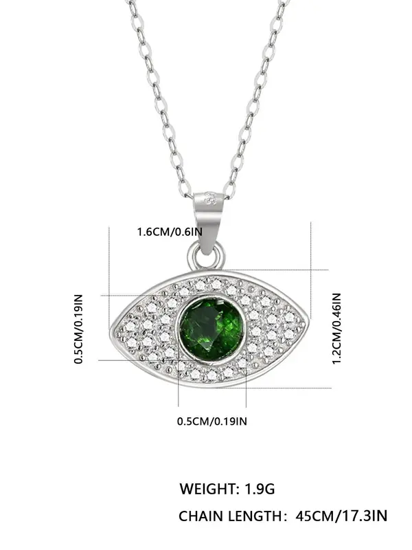 925 Sterling Silver Fashion Eye Design Pendant Necklace for Women & Girls, Fashion Jewelry for Party, Daily Decor, Trendy All-match & Exquisite Jewelry for Birthday Gift 1