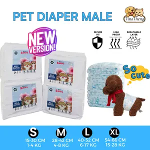 TinaTheng Pet Diaper Male - Popok Anjing Jantan Anti Bocor & Nyaman - Size S-M - 8 Pcs - Bahan Adem - Daya Serap Tinggi - Motif So Cute - Ready Stock