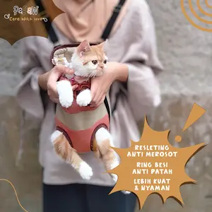 Gendongan Kucing Depan Belakang Tas Gendong Anjing Kitten Lucu Kecil Besar Hewan Jumbo