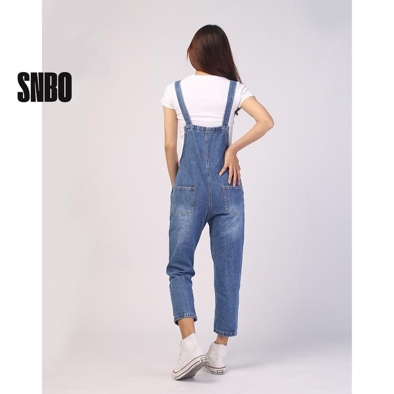 Quần yếm trơn jeans nữ dài cơ bản 5 cúc SNBO chất vải jeans mềm mịn phong cách trẻ trung hàn quốc MÃ YJ012 1