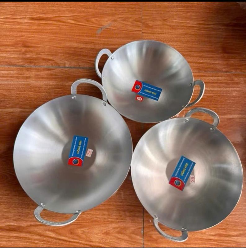 Bộ 3 Cái Chảo Nhôm Bóng Size 24cm 26cm 28cm Chảo Nhôm Lòng Sâu Quay Tán Đinh 0