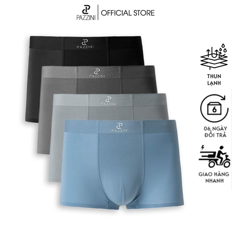 Quần lót nam boxer PAZZINI thun lạnh xuất xịn cao cấp quần sịp nam co giãn 4 chiều thấm hút kháng khuẩn tốt - BX006