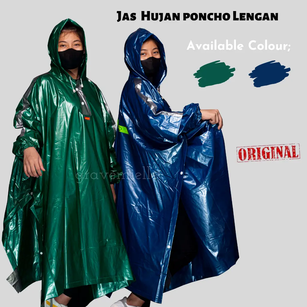Jas Hujan Ponco Lengan Jumbo Mantel Kelelawar Karet PVC Elastis
