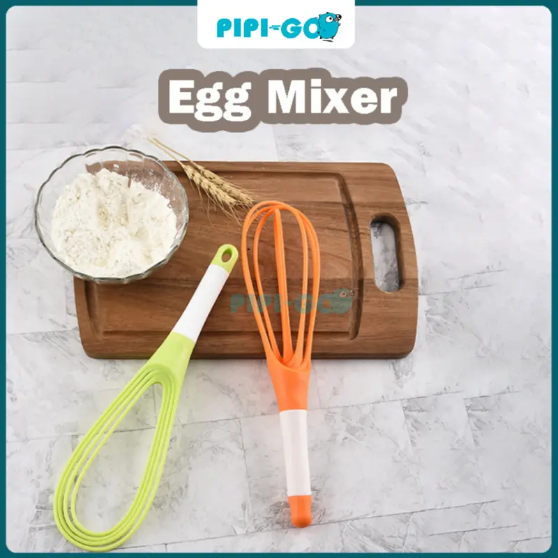 PPG_Pengocok Dan Pengaduk Telur Manual Egg Whisker Silikon Bisa Dilipat Eggs Beater Manual Alat Dapur 0