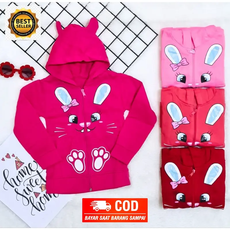 jaket anak perempuan model kuping rabbit 0