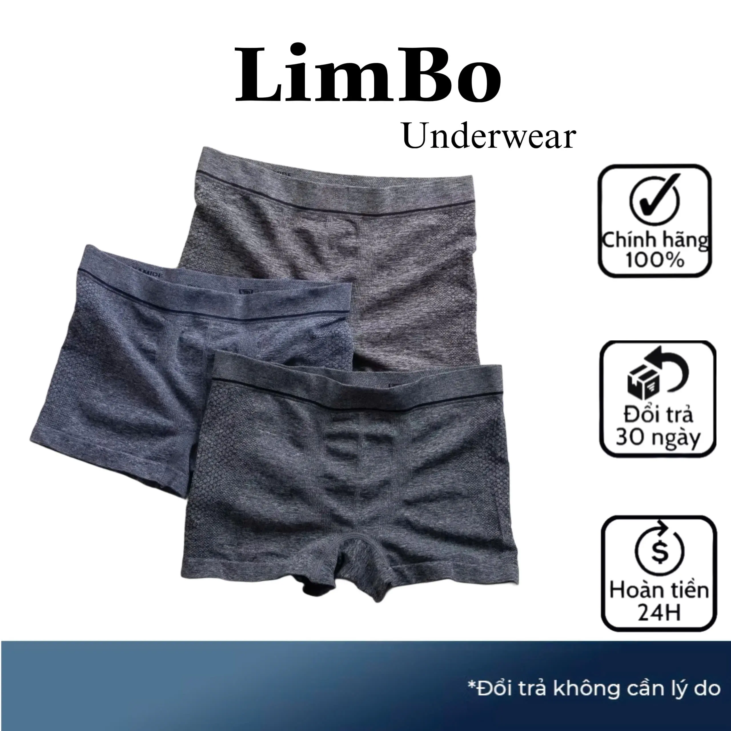 COMBO 3 Quần Lót Nam- SỊp Đùi BOXER Dệt Kim Co Dãn Thoáng Khí Kiểu Dáng Khỏe Khoắn V3 Thun Quần Boxer Menswear