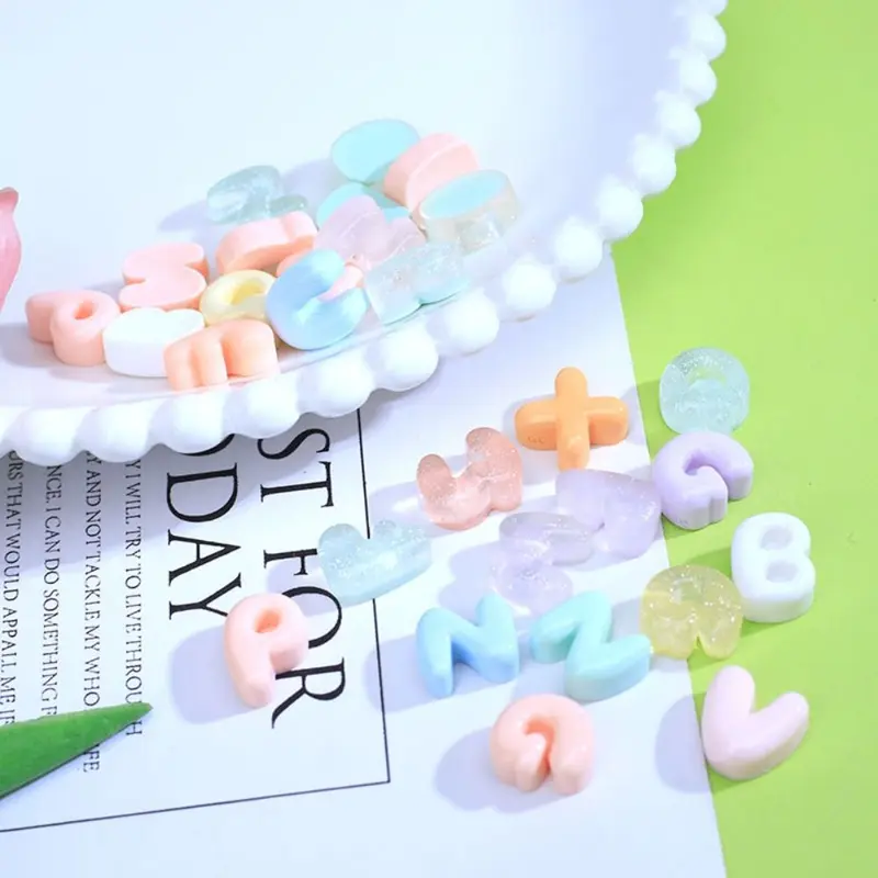 Charm Slime Resin, 20 Chiếc, Chữ Cái Tiếng Anh Hỗn Hợp, Phụ Kiện Thủ Công Tự Làm, Kẹp Tóc, Sổ Lưu Niệm, Trang Trí Ốp Điện Thoại, Hàng Mới Về 1