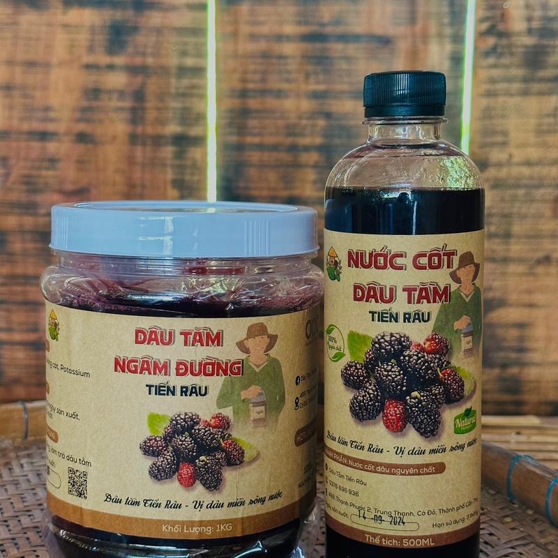  COMBO 01KG DÂU TẰM NGÂM ĐƯỜNG TẶNG 500ML NƯỚC CỐT DÂU TẰM NGUYÊN CHẤT TIẾN RÂU 