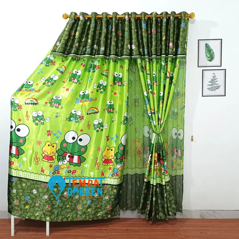 Tempat Gorden - Gorden Blackout Anak Motif Keroppi – Tirai Lucu untuk Jendela & Pintu | PROMO 1