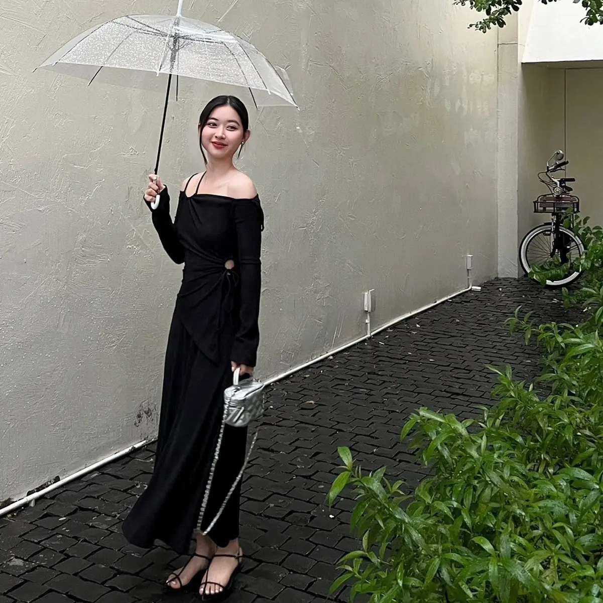 LILLIE | Set váy nữ tay dài rút dây khoét eo   Top & Skirt) Women Voi Áo Nhung