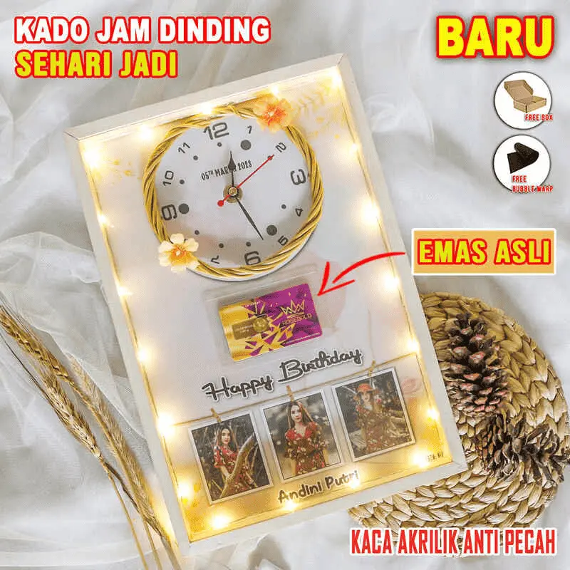 KADO PERNIKAHAN II JAM DINDING CUSTOM II KADO WEDDING ULANG TAHUN WISUDA GRADUATION KADO VALENTIN Frame Kayu Lampu 1
