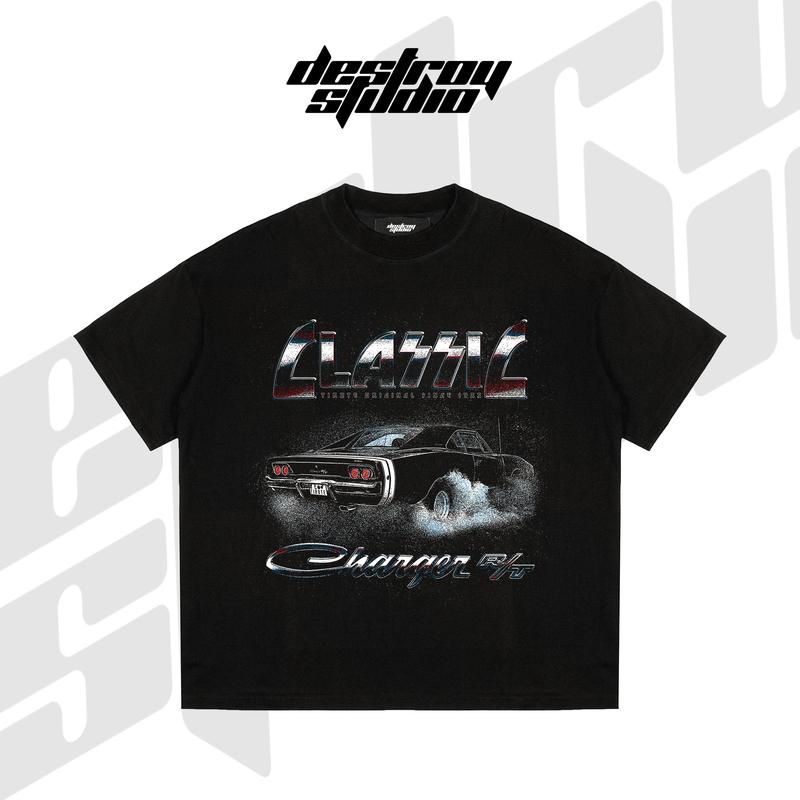 Áo thun Boxy Destroy Classic Charger - Boxy Cotton - Destroy Studio Menswear Nam Cổ Tròn Kem Unisex đồngphụcthểdục trườngsươngnguyệtanh áo  thun aothun basic