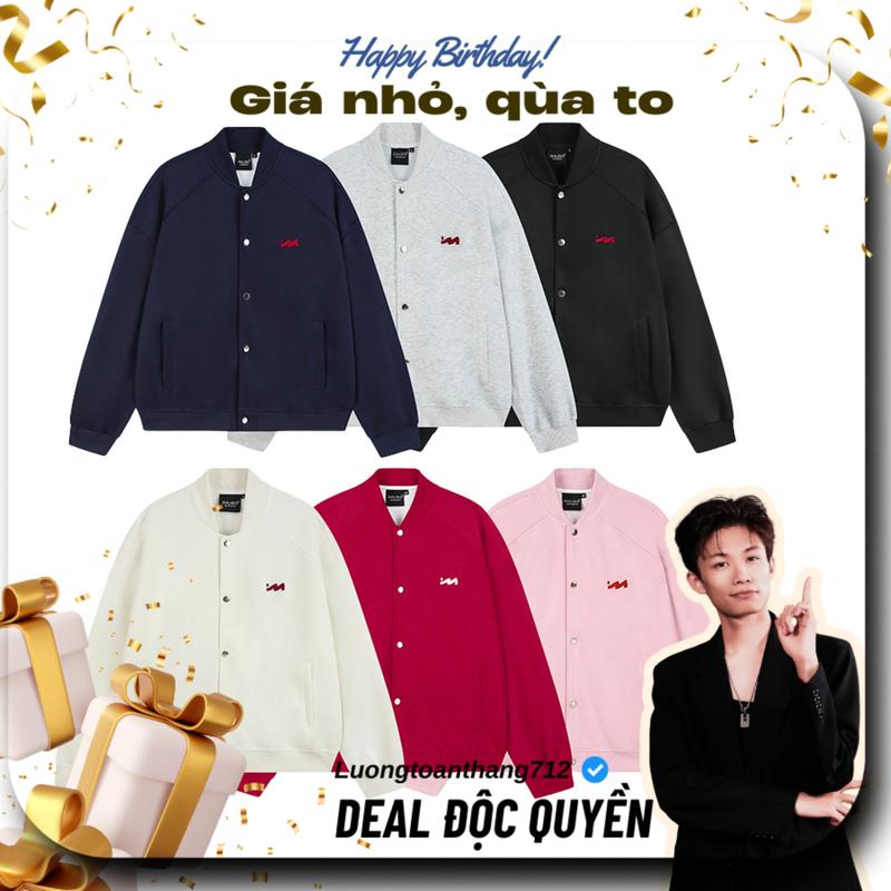 [ ĐỘC QUYỀN LƯƠNG TOÀN THẮNG ] Áo khoác BOMBER nỉ 2 da JULIDO áo khoác nỉ logo M thêu nổi dày dặn (FORM BOXY)