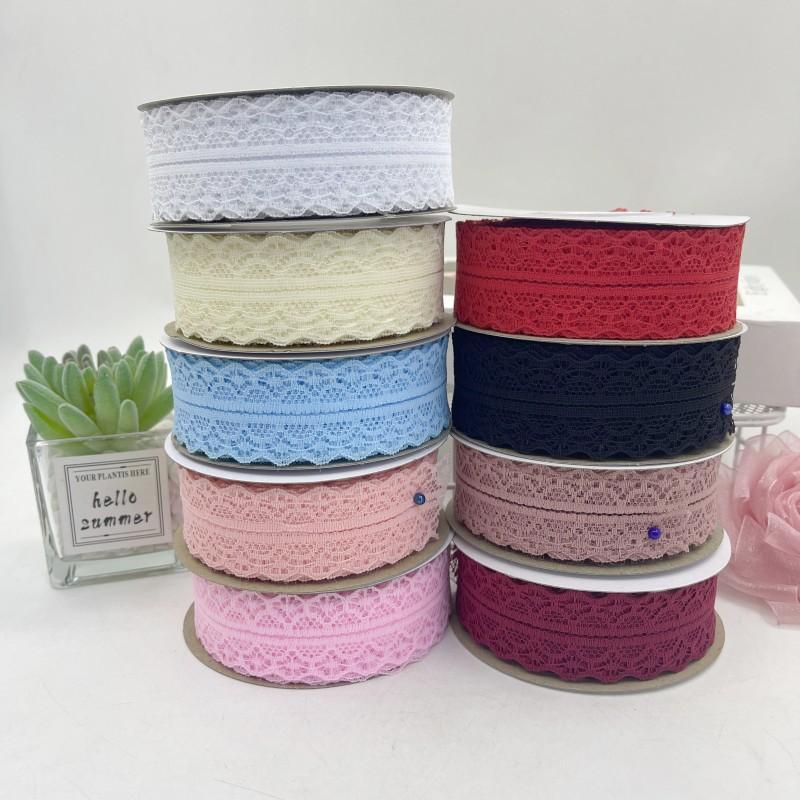 Ruy Băng Ren Bản 2,5cm Viền Hai Biên Nhiều Màu Trang Trí Bó Hoa, dây áo, Phụ Kiện Handmade 1