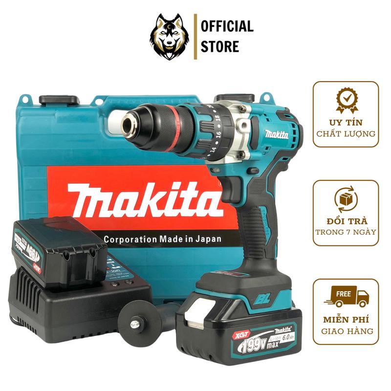 Máy khoan pin Makita 199v động cơ không chổi than Đầu kẹp autolock